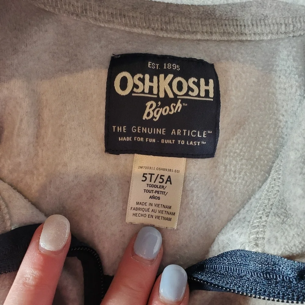 OshKosh B'gosh Toddler Colorblock Microfleece Cozie Size 5T Navy Blue & Grey
